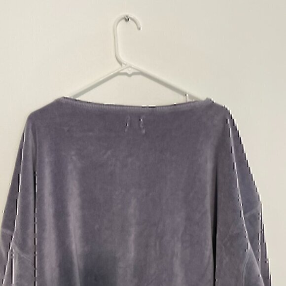 OUT FROM UNDER URBAN OUTFITTERS Vica Boat Neck Sweatshirt Periwinkle Velour Boxy - Picture 11 of 12